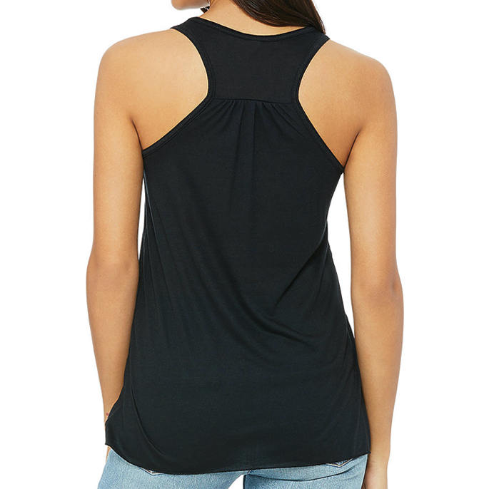 B & M Ladies Racerback Flowy Tank - Black/Gold