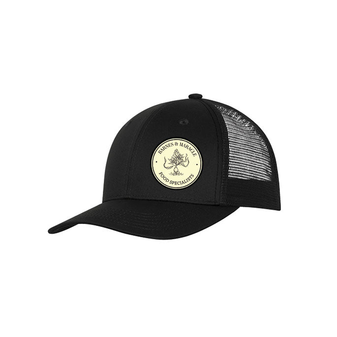 Twill/Mesh Mid-proﬁle Snapback Hat - Black/Cream