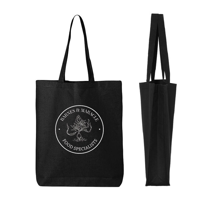 Gusseted Shopping Heavy Cotton Bag - Black